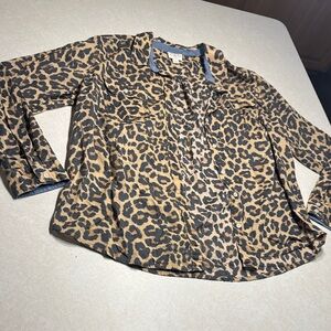 St. John's Bay Animal Print Shirt with Blue Accents